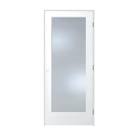 TRIMLITE 32"x80"x13/8" Primed 1Lite Clear Tempered Glass Interior French 69/16" LH Prehung Door Black Hinges 2868pri1501CLETLH1D6916